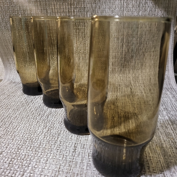 MCM 1970s Set of 4 Libbey Tumblers in 16oz, Weighted & Smokey brown color - Picture 2 of 4